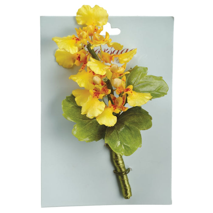 5" Oncidium Orchid Silk Flower Corsage -Yellow (pack of 4) - FOO305-YE