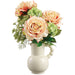 16" Mixed Silk Rose & Snowball Flower Arrangement w/Ceramic Pitcher -Yellow/Green - FPR100-YE/GR