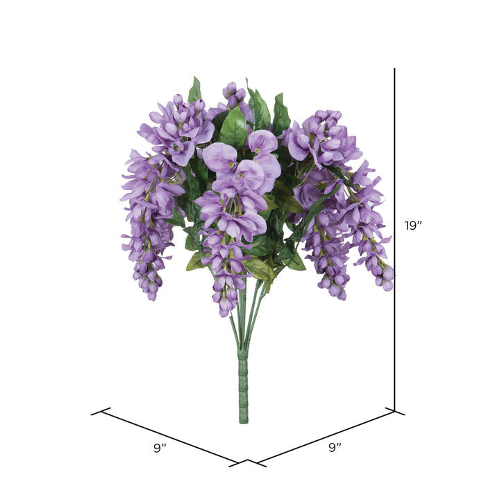 19" Silk Wisteria Flower Bush -Lavender (Pack of 4) - FQ172701