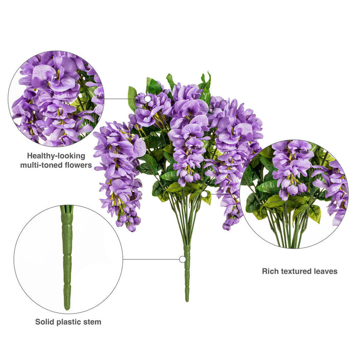 19" Silk Wisteria Flower Bush -Lavender (Pack of 4) - FQ172701