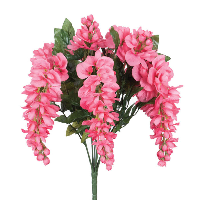 19" Silk Wisteria Flower Bush -Pink (Pack of 4) - FQ172702