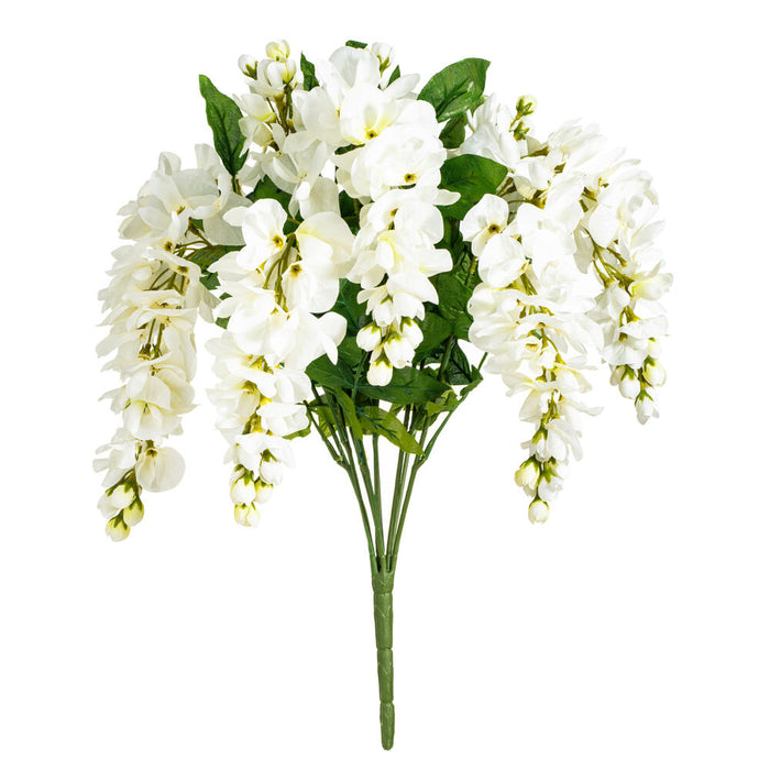 19" Silk Wisteria Flower Bush -White (Pack of 4) - FQ172703