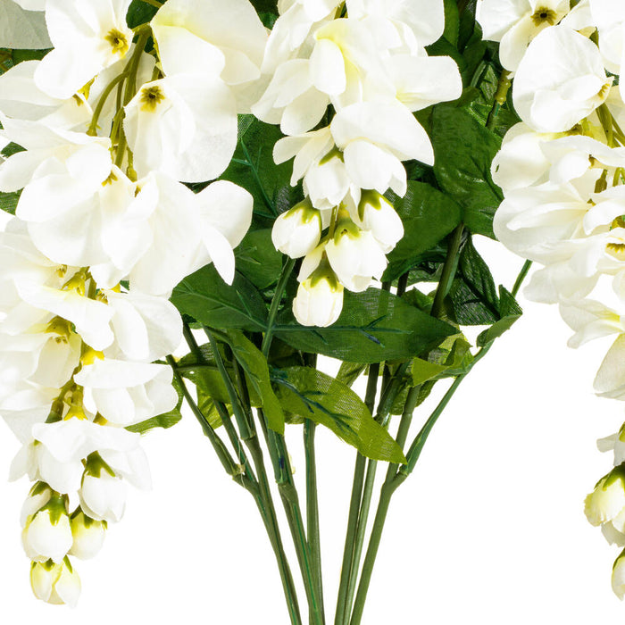 19" Silk Wisteria Flower Bush -White (Pack of 4) - FQ172703