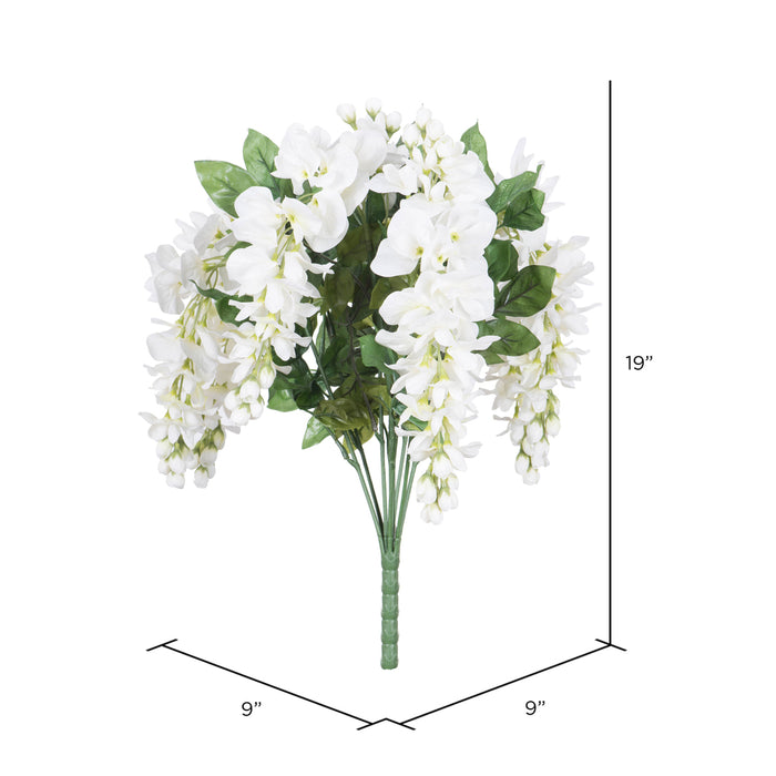 19" Silk Wisteria Flower Bush -White (Pack of 4) - FQ172703
