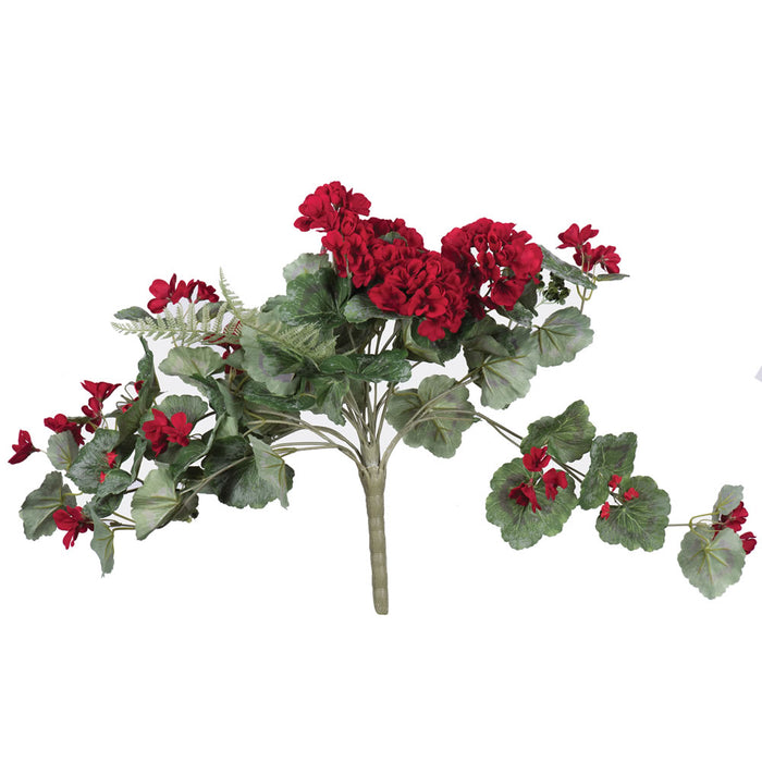 22" Hanging Geranium Faux Flower Bush -Red (Pack of 4) - FQ172801