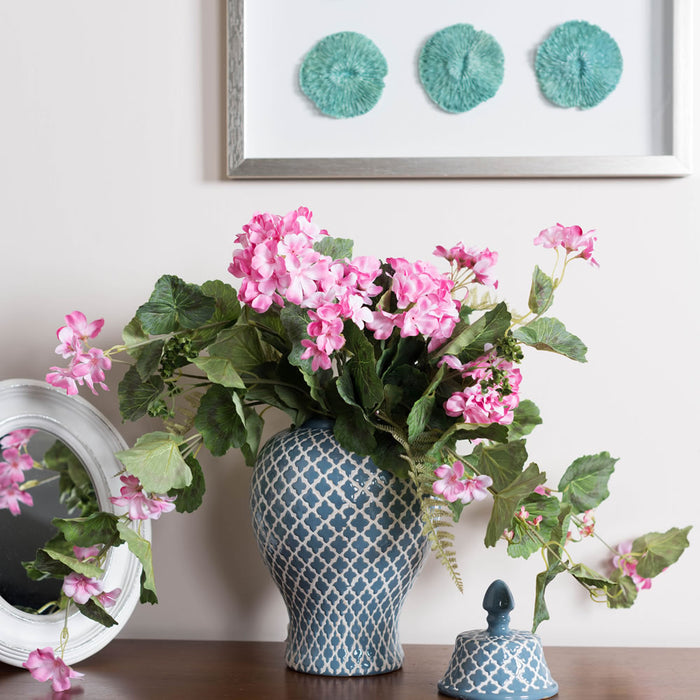 22" Hanging Geranium Faux Flower Bush -Light Pink (Pack of 4) - FQ172802