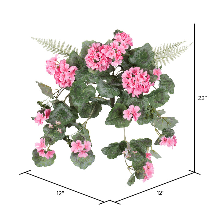 22" Hanging Geranium Faux Flower Bush -Coral (Pack of 4) - FQ172803