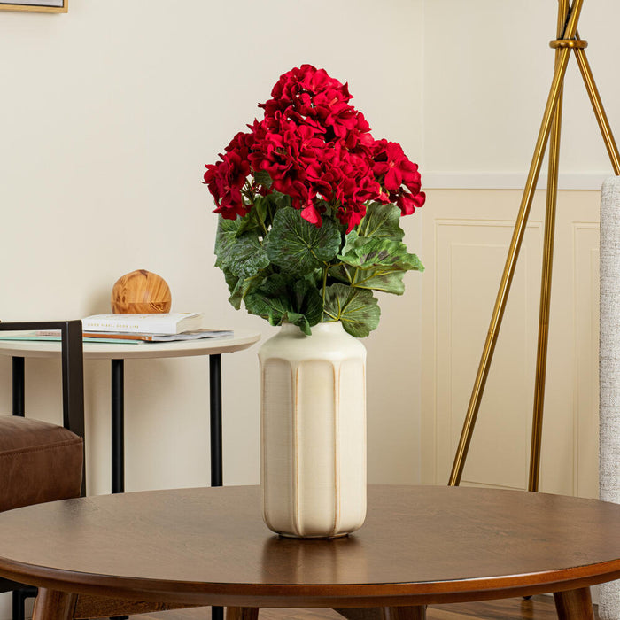19" Faux Geranium Flower Bush -Red (Pack of 6) - FQ172901