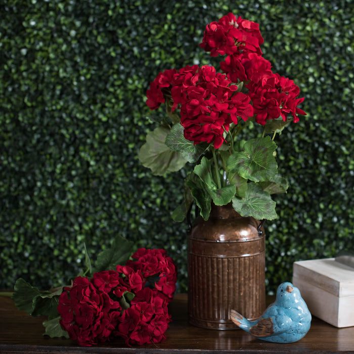 19" Faux Geranium Flower Bush -Red (Pack of 6) - FQ172901