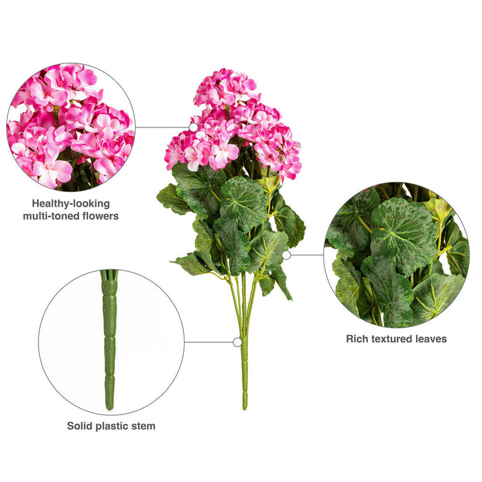 19" Faux Geranium Flower Bush -Coral (Pack of 6) - FQ172903