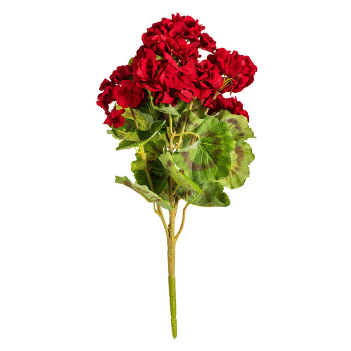 18" Geranium Silk Flower Bush -Red (Pack of 8) - FQ173101-4
