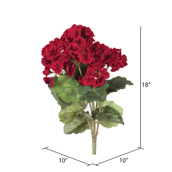 18" Geranium Silk Flower Bush -Red (Pack of 8) - FQ173101-4