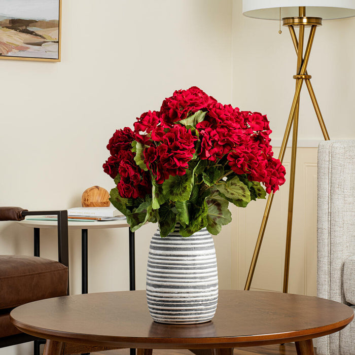 18" Geranium Silk Flower Bush -Red (Pack of 8) - FQ173101-4