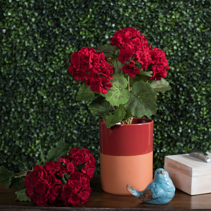 18" Geranium Silk Flower Bush -Red (Pack of 8) - FQ173101-4