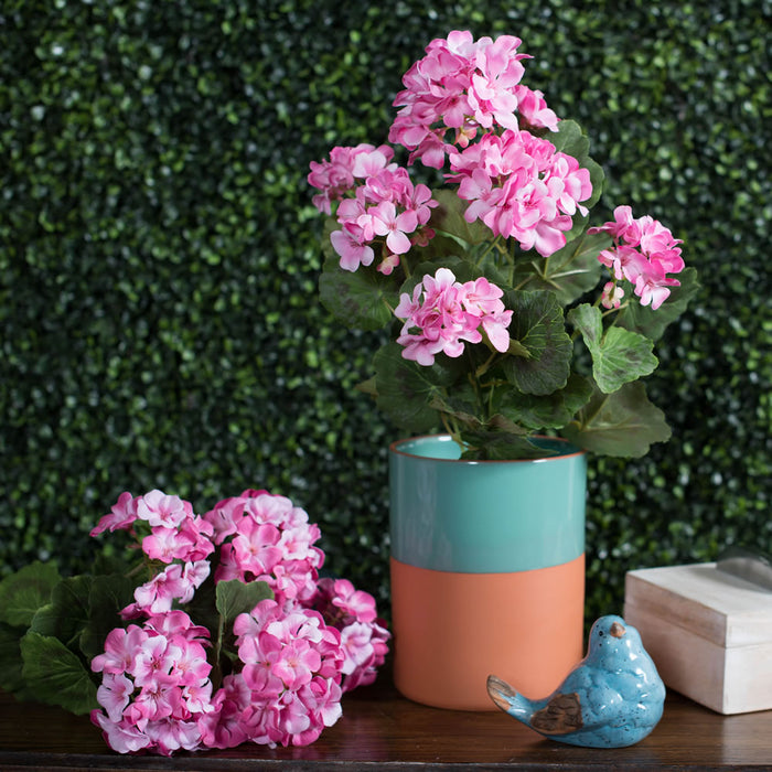 18" Geranium Silk Flower Bush -Light Pink (Pack of 8) - FQ173102-4