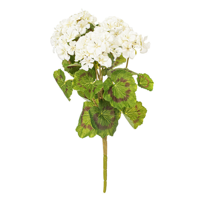 18" Geranium Silk Flower Bush -White (Pack of 8) - FQ173104-4