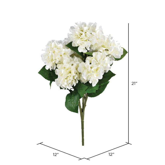 21" Silk Hydrangea Flower Bush -White (Pack of 4) - FR190211