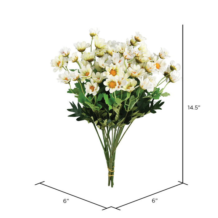 14.5" Silk Daisy Flower Bush -White (Pack of 12) - FR191011