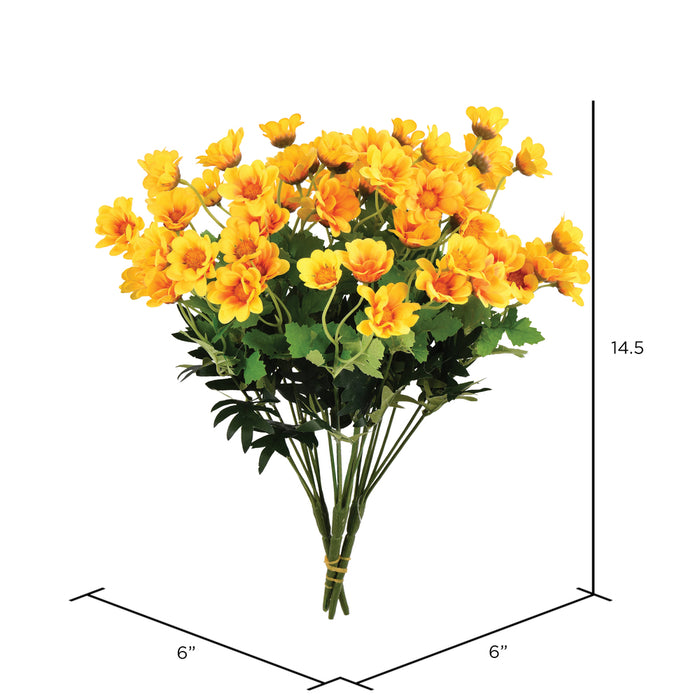 14.5" Silk Daisy Flower Bush -Yellow (Pack of 12) - FR191078