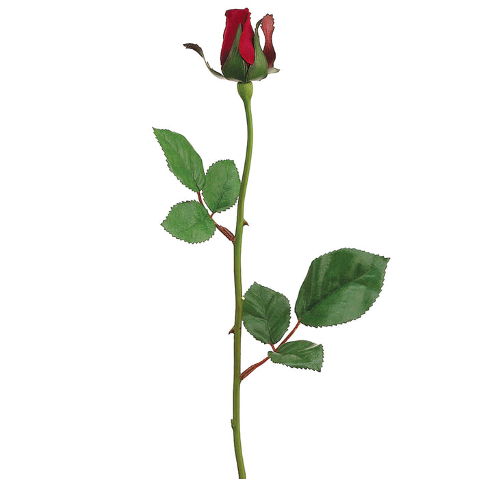 23" Silk Planter Rose Bud Flower Spray -Burgundy (pack of 24) - FR2005-BU