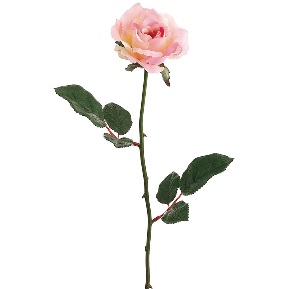 23" Silk Medium Planter Rose Flower Spray Pink Rose Stem — Silks Are