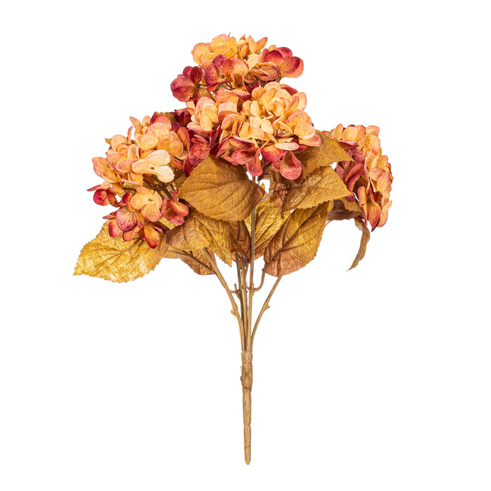 16.5" Silk Hydrangea Flower Bush -Brown/Cream (Pack of 6) - FR234816