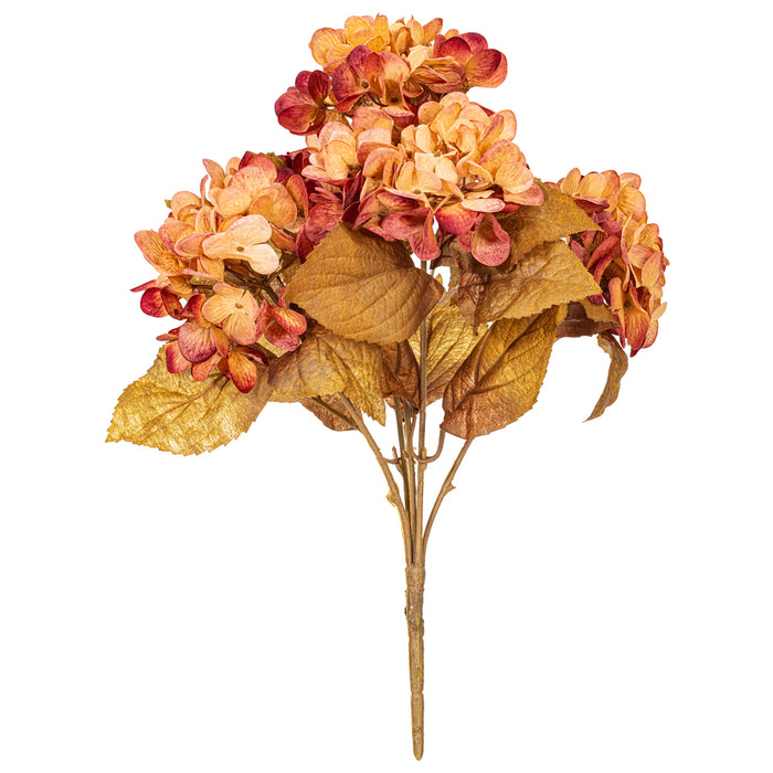 16.5" Silk Hydrangea Flower Bush -Brown/Cream (Pack of 6) - FR234816
