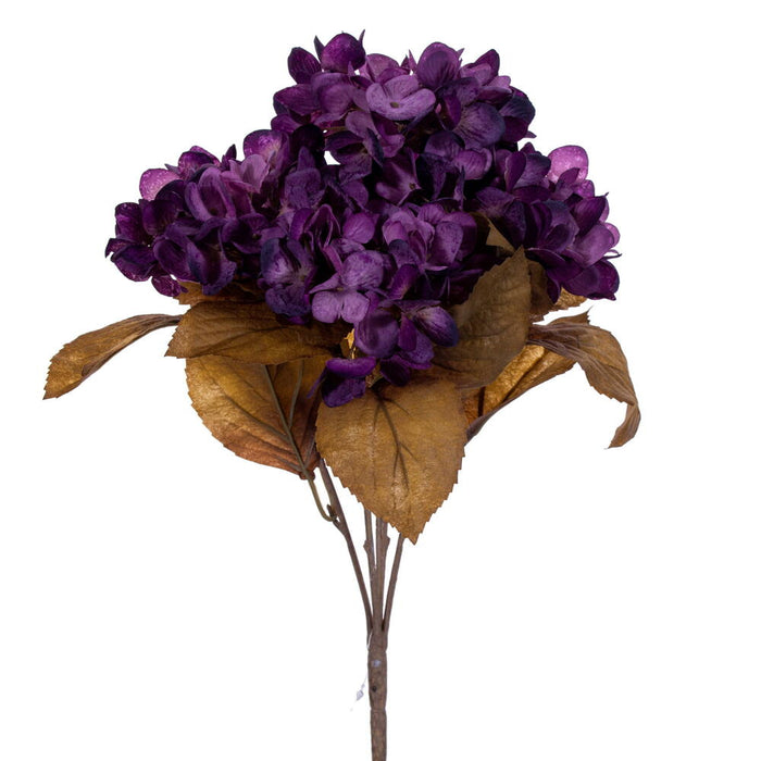 16.5" Silk Hydrangea Flower Bush -Dark Purple (Pack of 6) - FR234866