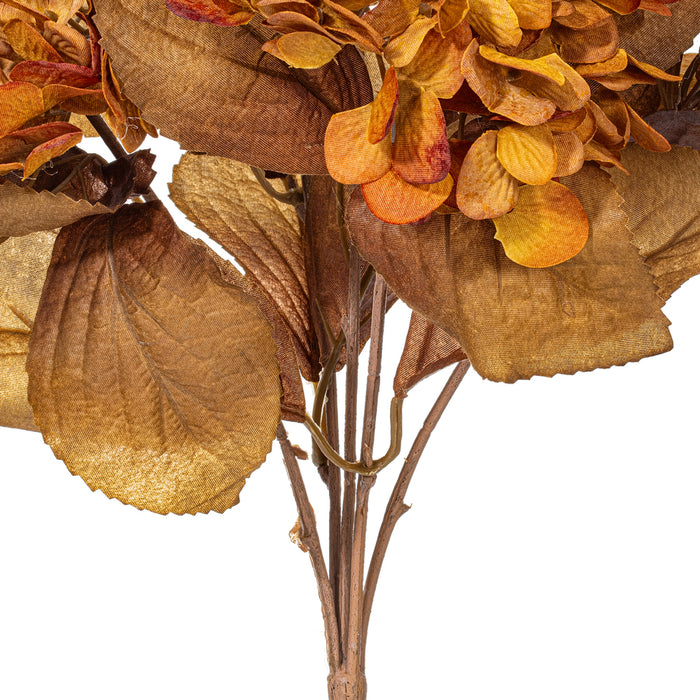 16.5" Silk Hydrangea Flower Bush -Yellow/Brown (Pack of 6) - FR234880