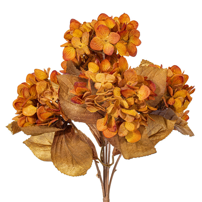 16.5" Silk Hydrangea Flower Bush -Yellow/Brown (Pack of 6) - FR234880