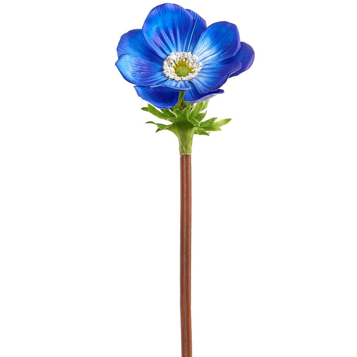 15.5" Anemone Silk Flower Stem -Blue (Pack of 12) - FSA006-BL