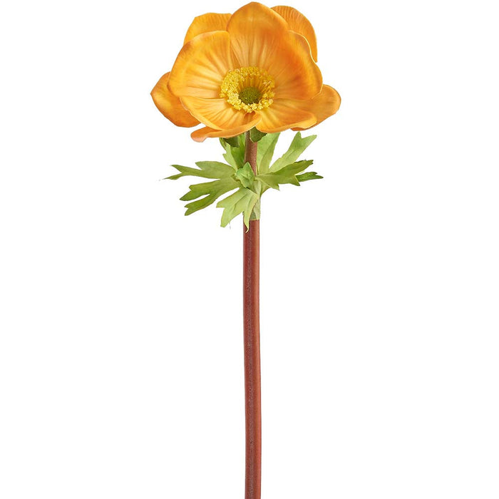 15.5" Anemone Silk Flower Stem -Orange (Pack of 12) - FSA006-OR