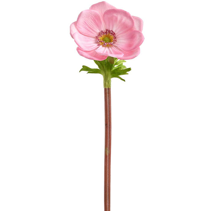 15.5" Anemone Silk Flower Stem -Pink (Pack of 12) - FSA006-PK