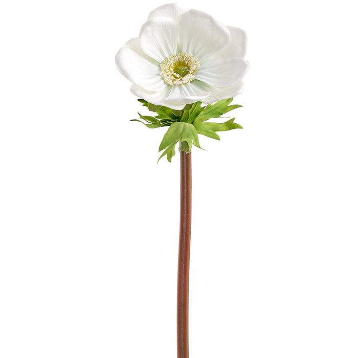 15.5" Anemone Silk Flower Stem -White (Pack of 12) - FSA006-WH
