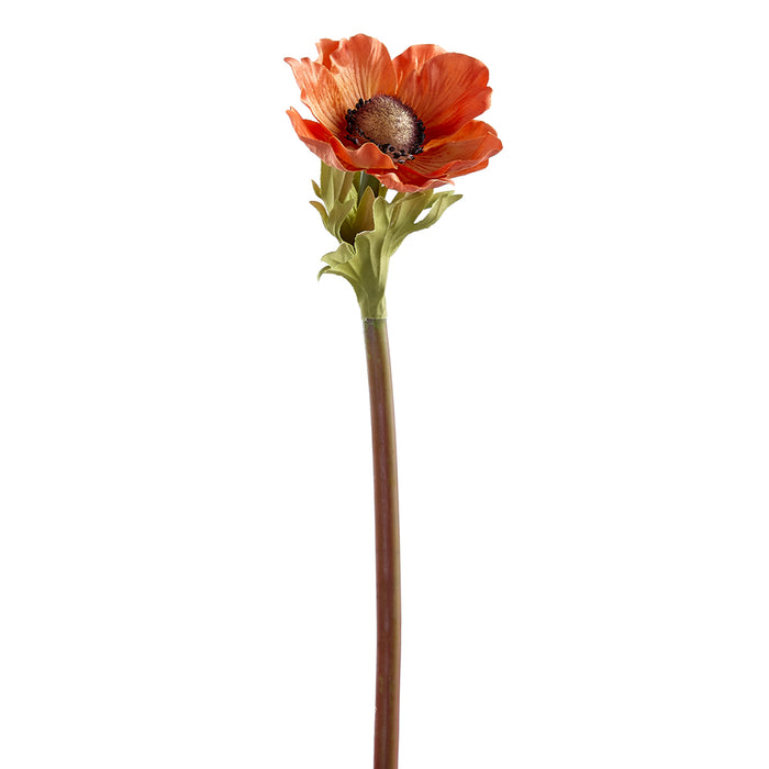 14.5" Silk Anemone Flower Stem -Flame (pack of 12) - FSA009-FL