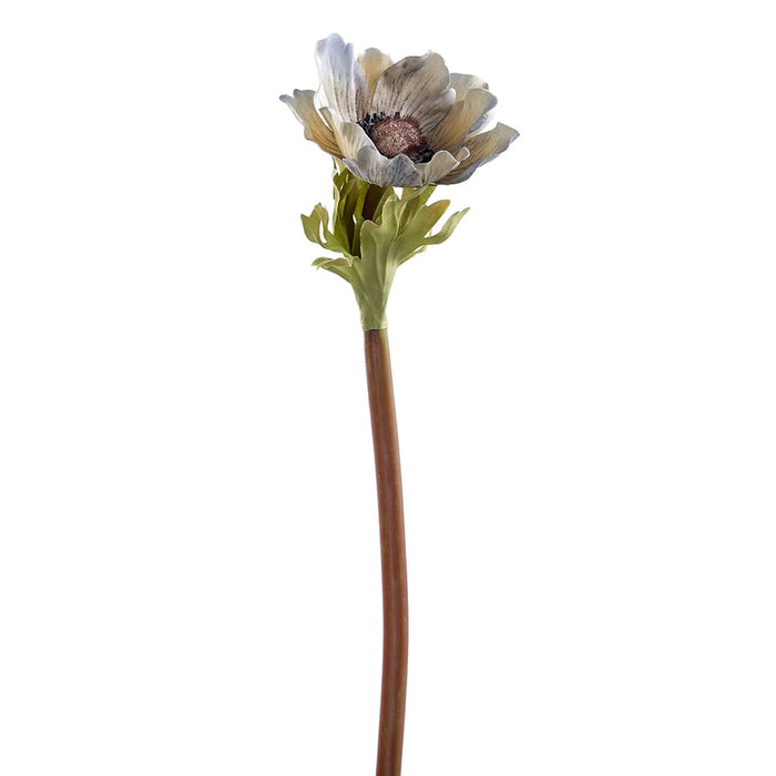 14.5" Silk Anemone Flower Stem -Gray (pack of 12) - FSA009-GY