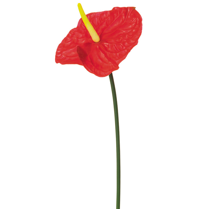27.5" Real Touch Anthurium Silk Flower Stem -Red (pack of 12) - FSA018-RE