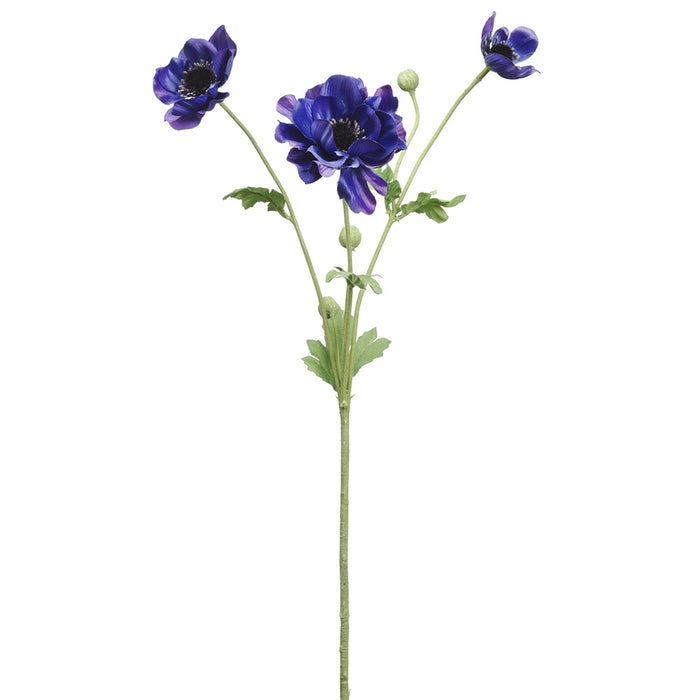 26" Silk Anemone Flower Stem -Blue (pack of 12) - FSA049-BL