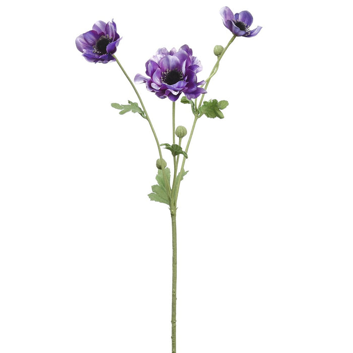 26" Silk Anemone Flower Stem -Purple (pack of 12) - FSA049-PU