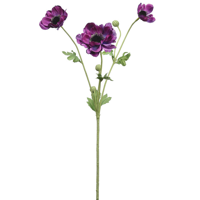 26" Silk Anemone Flower Stem -Violet (pack of 12) - FSA049-VI