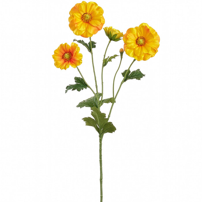 22" Anemone Silk Flower Stem -Orange (Pack of 12) - FSA050-OR