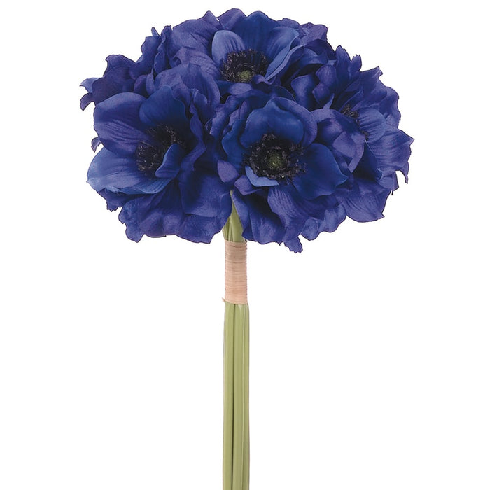 12" Anemone Silk Flower Bouquet -Navy Blue (pack of 12) - FSA052-NY