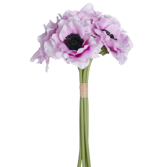 12" Anemone Silk Flower Bouquet -Orchid/Cream (pack of 12) - FSA052-OC/CR