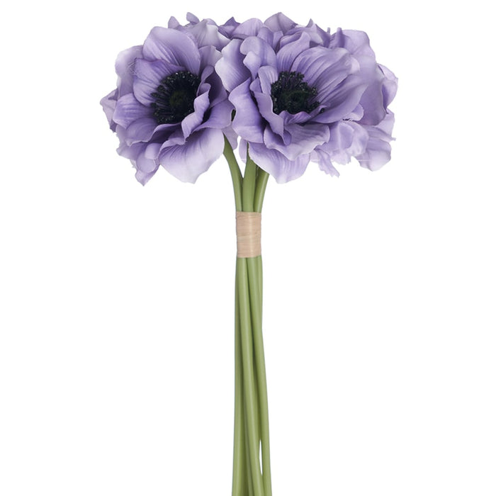12" Anemone Silk Flower Bouquet -Violet (pack of 12) - FSA052-VI