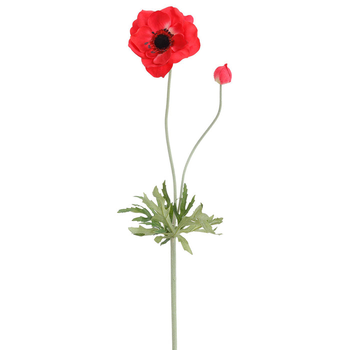 25" Anemone Silk Flower Stem -Red (Pack of 12) - FSA123-RE