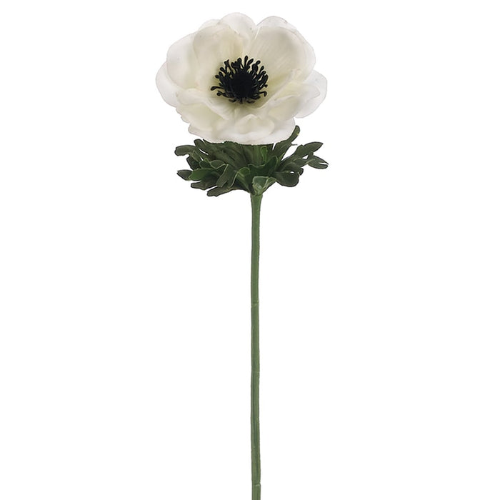 14" Silk Real Touch Anemone Flower Spray -White (pack of 12) - FSA259-WH
