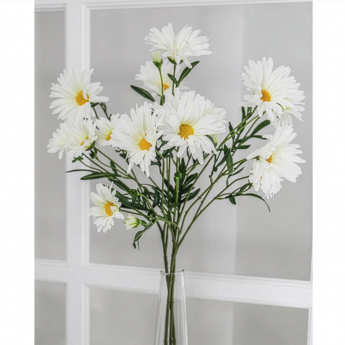 28" Silk Aster Daisy Flower Stem -White (Pack of 12) - FSA479-WH