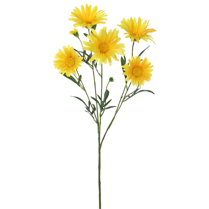 28" Silk Aster Daisy Flower Stem -Yellow (pack of 12) - FSA479-YE