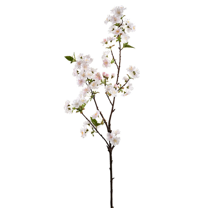 36" Cherry Blossom Silk Flower Stem -White/Blush (pack of 12) - FSB013-WH/BS