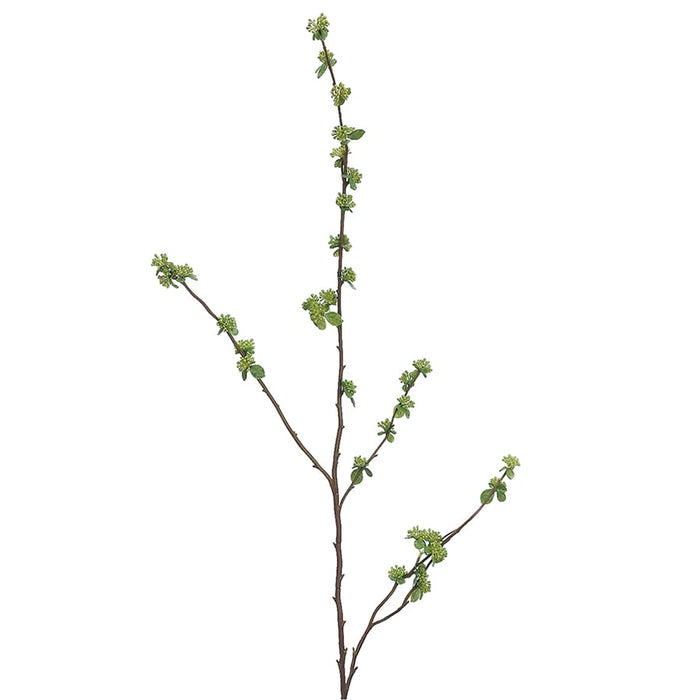 40" Budding Blossom Silk Flower Branch Stem -Green (pack of 12) - FSB014-GR